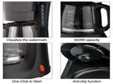 Electric Maker Drip Machine with 600ml/20.3oz Pot Espresso Maker 600W Heating V1294-YM0901-H48667EU