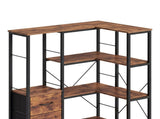 Levede Corner Bookshelf with 4 Fabric Drawers & LED Light 5 Tier Bedroom Rustic CH1183-AU