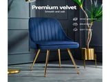 Artiss Dining Chairs Set of 2 Velvet Channel Tufted Blue UPHO-D-DIN203C-VEL-BLX2