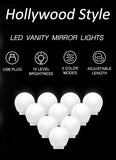 Hollywood Vanity Style LED Makeup Lights Mirror with 3 Color Modes Lights with 10 Dimmable Bulbs V178-14674