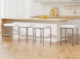 Artiss 4x Bar Stools Leather Padded Metal White BA-TW-9076-WHX4
