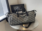 Black Stylish Geometric Pattern Travel Duffel Bag - Large Capacity Lightweight Weekender & Gym Bag V888-ELOSUNG27484