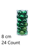 24 Pieces Plastic Electroplated Festive Decor Baubles, Dark Green 8cm Glossy Spheres to Upgrade V1221-XM-LB4800-ZS118