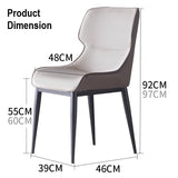 Dark Grey Italian Minimal List Dining Chairs PU Retro Chair Cafe Kitchen Modern Metal Legs x2 V255-I-DICHAIR-DR-GREY
