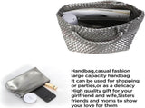 Woven Tote Bag for Women Soft Leather Handbag with Pocket V1263-JX-3499