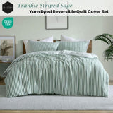 Ardor Frankie Sage Stripe Yarn Dyed Reversible Quilt Cover Set King V442-INT-QUILTCS-FRANKIESTRIPE-SAGE-KI