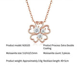 Elegant Four-Leaf Clover Moissanite Pendant Necklace in Rose Gold, Featuring Three Heart-Shaped V1341-ZY-RHVYH2F9-MOISSANITE-PREMIUMS925