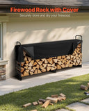 Firewood Rack with Waterproof Cover, 257 x 36 x 117 cm Outdoor Firewood Holder, 660lb Weight V952-DCJPSYGNJB102MUXJV0