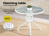 Gardeon 5PC Bistro Set Outdoor Table and Chairs Stackable Patio Furniture White FF-STA-AL80-WH-4CH
