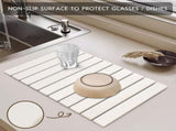 30x40cm Foldable Marble Pattern Kitchen Dish Drainer - Ultra-Absorbent Natural Stone Mat, V888-ELOSUNG42995