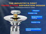 Bathroom Sink Drain Stopper - Pop Up Drain Plug with 4 Replacement Filters Basket, Removable V1189-LWWAL-20260325-00100