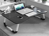 Black Laptop Stand Table Foldable Desk Computer Study Bed Adjustable Cup Slot Tray/linght and Fan V201-QHGMMOREONE038