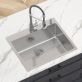 VEVOR Kitchen Sink, 304 Stainless Steel Drop-In Sinks, Top Mount Single Bowl Basin with V952-QRSSCTSPDCY253LEUV0