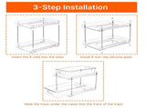 2 Pack Double Tier Clear Plastic Drawer Organizer Under Sink Sliding Drawers with Tray V1294-YM0901-H49003-2