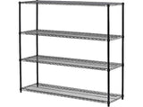 Modular Wire Storage 150x35cm Steel Shelving Black With Fixed Legs For Garage Warehouse Or Kitchen V63-841381