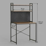 CARLA HOME Computer Desk with Hutch Shelves and Pegboard - Brown - Rustic - Steel V178-36436