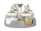 Rotating Spice Rack Salt Shaker with Lid Glass Flavoring Bottle for Kitchen Restaurant Home Gray V1294-YM0703-3118230114313