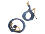 2pcs Reading Woman Sculpture Yoga Girl Statue Resin Hand Crafted Vivid Shape Resin Decoration for V1294-YM0715-3115220051711