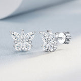 Elegant Butterfly Moissanite Earrings in Sterling Silver Sparkling 8 Hearts 8 Arrows Cut Studs for V1341-ZY-8WZ5DFPL-MOISSANITE-PREMIUMS925