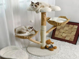 Extra Large Black Cat Tree Tower with Real Wood and Wicker Basket, 60x111cm V178-59365