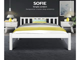 Artiss Bed Frame King Single Size Wooden White SOFIE WBED-D-001KS-WH