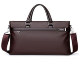 Brown Men's PU Leather Briefcase - Waterproof Laptop Messenger Bag with Adjustable Strap - Large V888-ELOSUNG57015-2