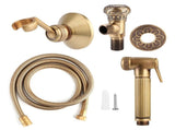 Vintage Brass Handheld Bidet Sprayer Spray Head Bracket Hose Kit Bathroom Accessories V1294-YM0901-3112200054011