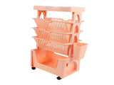 Movable Book Rack Large Capacity 5 Layer Thickened Rollers Multifunctional Movable Bookshelf for V1294-YM0901-3116230009812