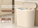 Beige and Brown Smart Sensor Trash Can 15L Capacity, Compact Design for Home Use with Automatic V888-ELOSUNG36787