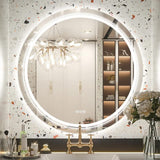 P&P Silver Mirror With White Frame Round LED Bathroom Mirror V767-XMR-Y28-628-AU-V1