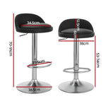 Artiss 2x Bar Stools PU Leather Gas Lift Black BA-K-719-BK-X2