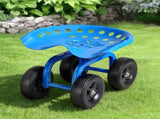 Gardeon Garden Seat 360 Swivel Rolling Adjustable Height Work Scooter Cart Wheels Heavy Duty 150kg GCT-ADJUST-360-BL