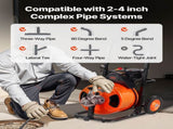 Drain Cleaner Machine 75FT x 1/2Inch, Auto Feed Sewer Snake Auger with 4 Cutter & Air-activated Foot V952-ZDJJKLSGDSTJZ6H35V3