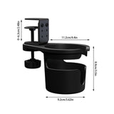 Clamp On Under Desk Cup Holder 180&deg Rotatable Adjustable Height Anti Spill Water Bottle Coffee Mug V1369-AZ3-W-14701