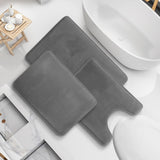Set of 3 Bath Rugs, Absorbent Memory Foam Bath Mat Bathroom Rugs, Gray, Large 20"x32", Small V1366-AZ2-W-12328