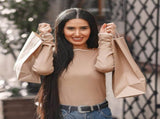 Eupako Kraft Shopping Bags 10x5x13 - 100 PCS Brown Paper With Handles, Gift Bulk, Party Favor, V1259-DP01-F-46
