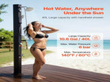 40L Solar Heated Shower, 205cm Showerhead Height Outdoor Shower, with Handheld & Foot Faucet, Hot & V952-TYNLYQHSPVCL8QSDL001V0