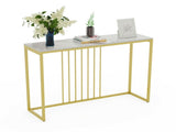 Narrow Console Sofa Entry Table Behind Couch Table Sintered Stone Golden Frame V767-JJ-XZ191-PR-WT-V1