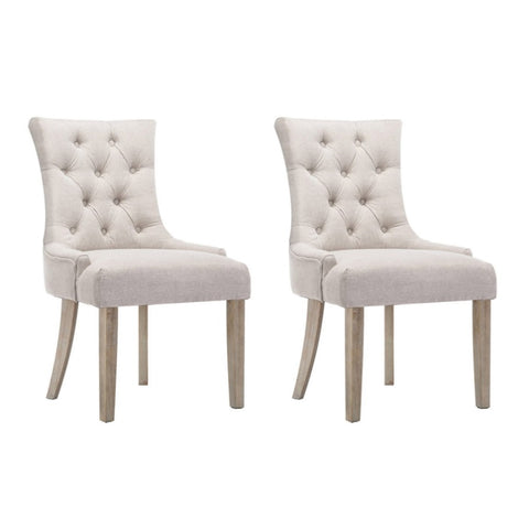 Artiss Dining Chairs Set of 2 Linen French Provincial Beige UPHO-C-DIN470-BGX2