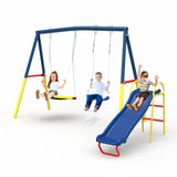 Swing Sets with Kids Slide for Backyard Outdoor, Metal and PE V1316-MSG-SWD-9902