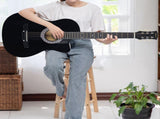 Karrera 38in Cutaway Acoustic Guitar with Carry Bag - Black CC38-BK