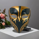 Resin Night Jasmine Full Face Mask, Black & Gold Relief Dark Style, Halloween Christmas Masquerade V1232-YLXMJ-001