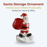 Santa Claus Resin Storage Ornament - 15cm Festive Desktop Organiser with Sack Holder for Pens, Keys V888-ELOSUNG53533