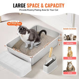 Cat Litter Box, 152 mm Deep, XL Extra Large Stainless Steel Cat Litter Box with Scoop, Wide V952-KFSMSPCBXGXL7835FV0
