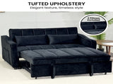 Sarantino Fenton Velvet 2-Seater Sofa Bed - Black SOFA-7007-VEL-BK