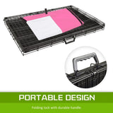 Wire Dog Cage Foldable Crate Kennel 42in with Tray PINK Cover Combo V274-PET-WCCV42-PK