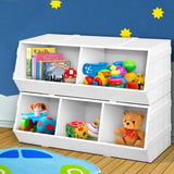 Keezi Kids Toy Box Bookshelf Storage Bookcase Organiser Display Stackable FURNI-G-TOY203-WH