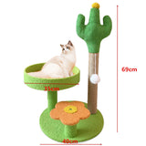 Green Cactus Pineapple Cat Tree with Scratching Post & Cozy Perch - Multi-Level Cat Tower with V888-ELOSUNG48749