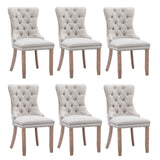 6x AADEN Modern Elegant Button-Tufted Upholstered Fabric with Studs Trim and Wooden legs Dining Side V226-SW6801BG-3