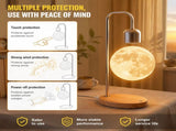 Levitating Moon Lamp with 15W Wireless Charger 3D Printed Lunar Sphere, Real Wood Base, 3 Ambient V1341-ZY-U67UZGBL-TOPSELLER3COLORCOL